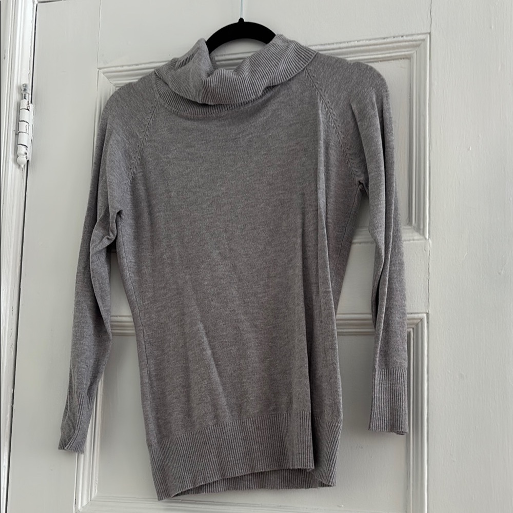 Gray Cowl Neck Sweater with Lightweight Knit